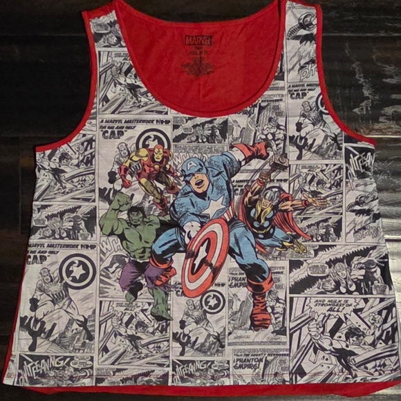 MARVEL SUPER HERO TANK WITH RED CONTRAST FABRICS AT NECK/BACK JRS XXL - Picture 2 of 4